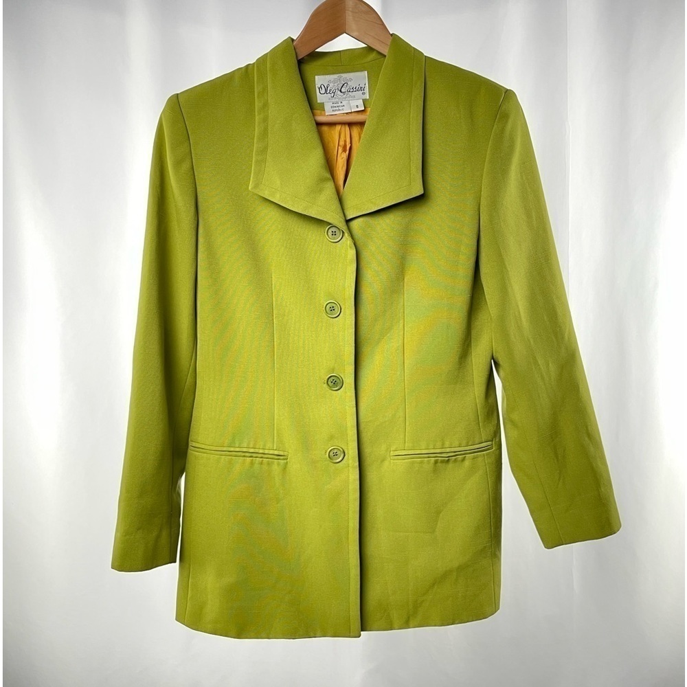 Vintage Oleg Cassini Button Collared Jacket in Green Size 8